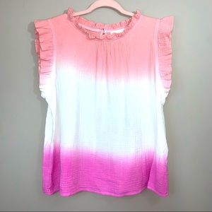 Karlie Tie-Dye Ombré Sleeveless Gauze Top. Size Large.